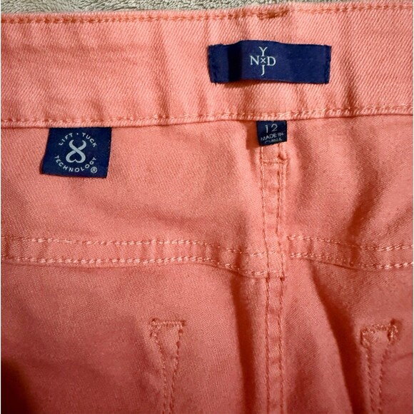 NYDJ Carmen Cropped Capri Jeans Womens Sz 12 Coral Denim Mid Rise Stretch - Picture 4 of 7